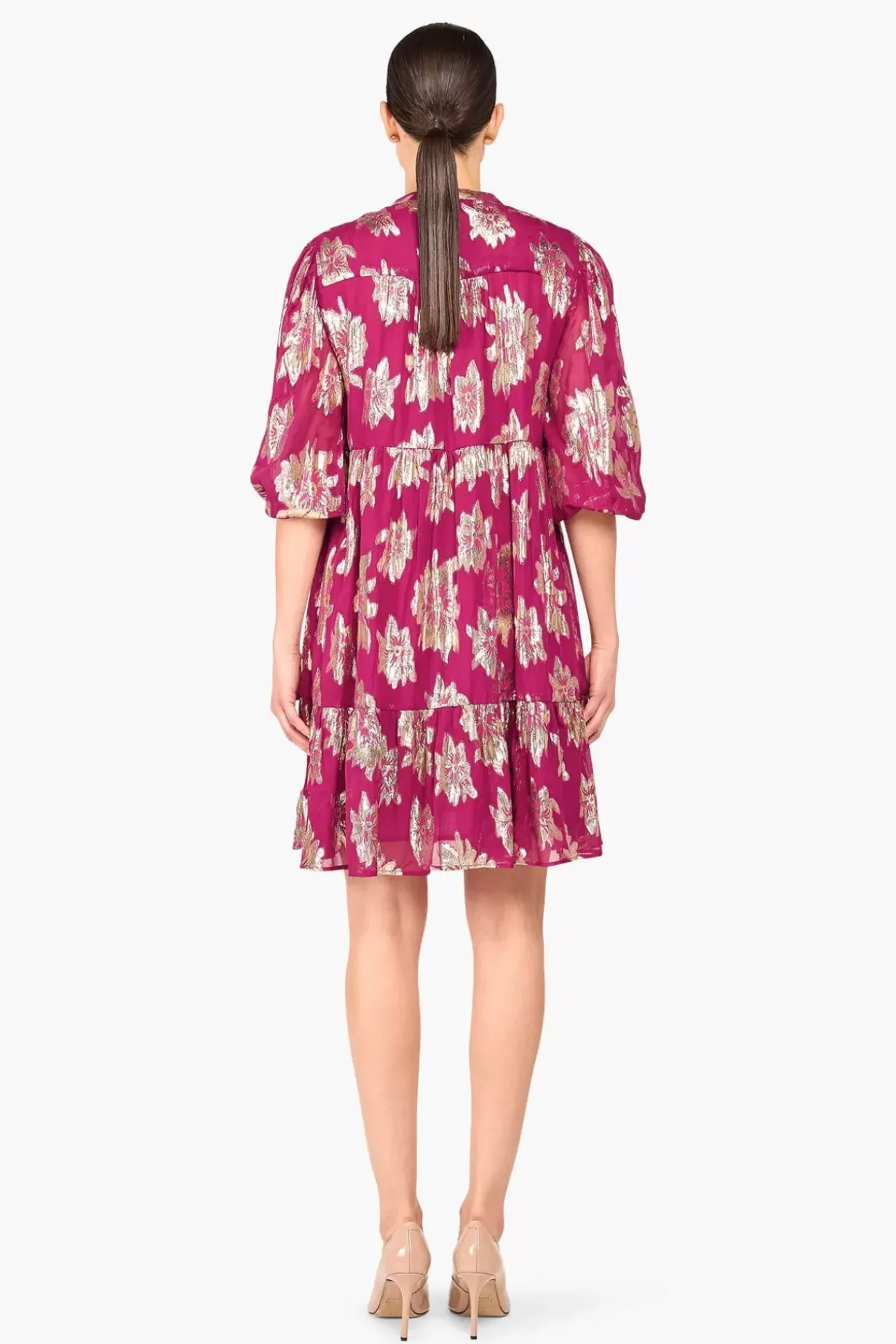 JANICE Jurken^Jurk Viscose Lurex Jimmy Burgundy