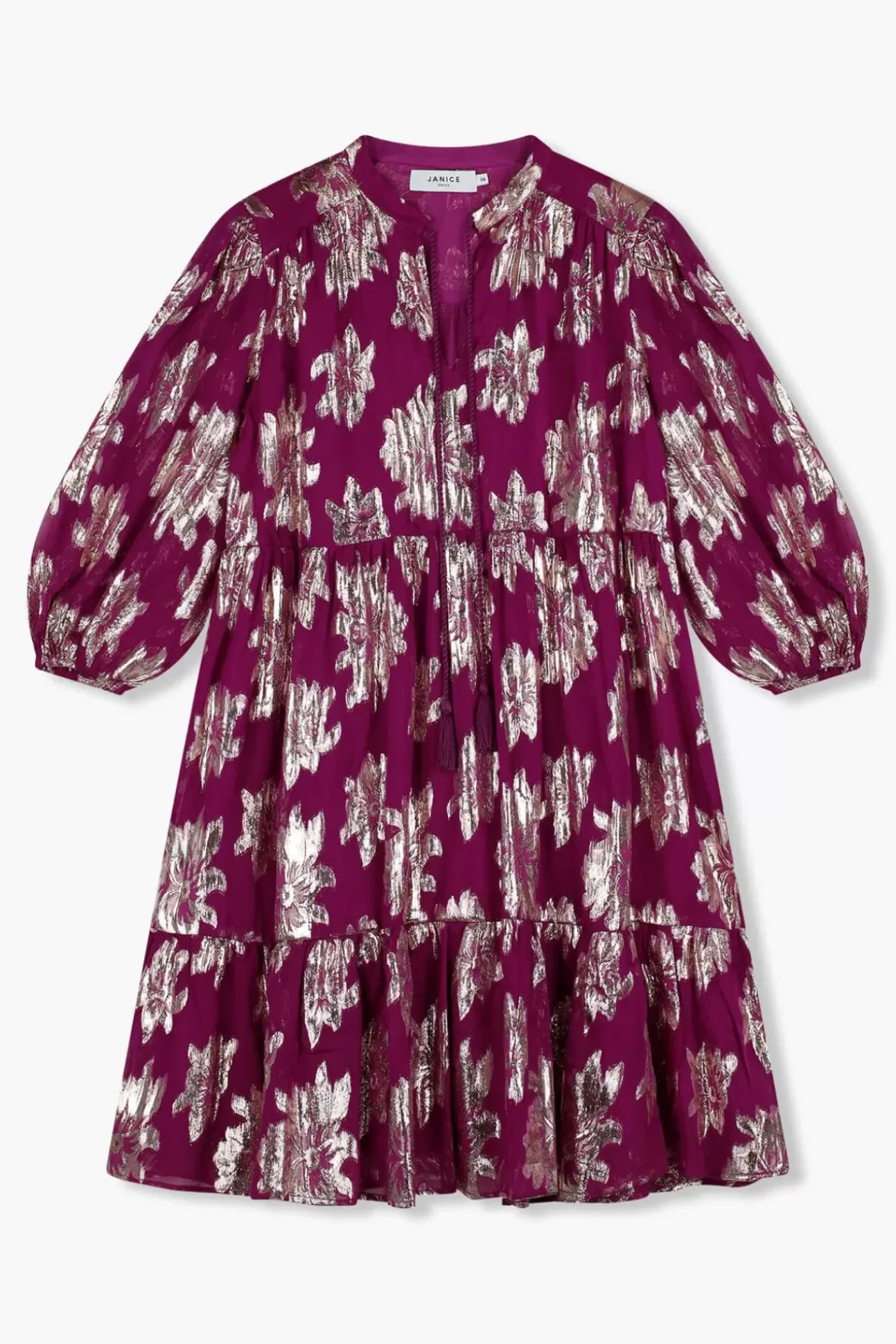 JANICE Jurken^Jurk Viscose Lurex Jimmy Burgundy