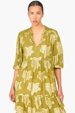JANICE Jurken^Jurk Viscose Lurex Jimmy Groen