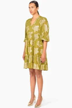 JANICE Jurken^Jurk Viscose Lurex Jimmy Groen