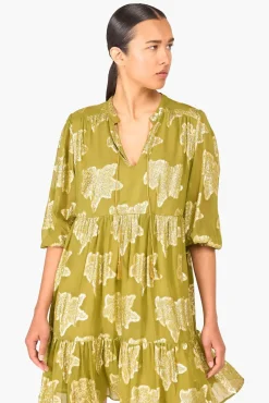 JANICE Jurken^Jurk Viscose Lurex Jimmy Groen