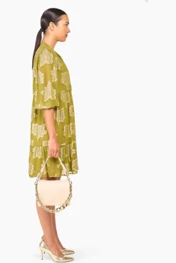 JANICE Jurken^Jurk Viscose Lurex Jimmy Groen