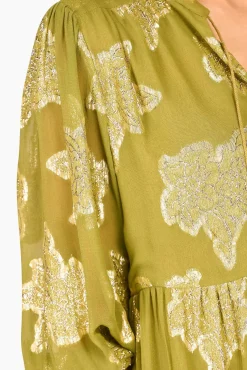 JANICE Jurken^Jurk Viscose Lurex Jimmy Groen