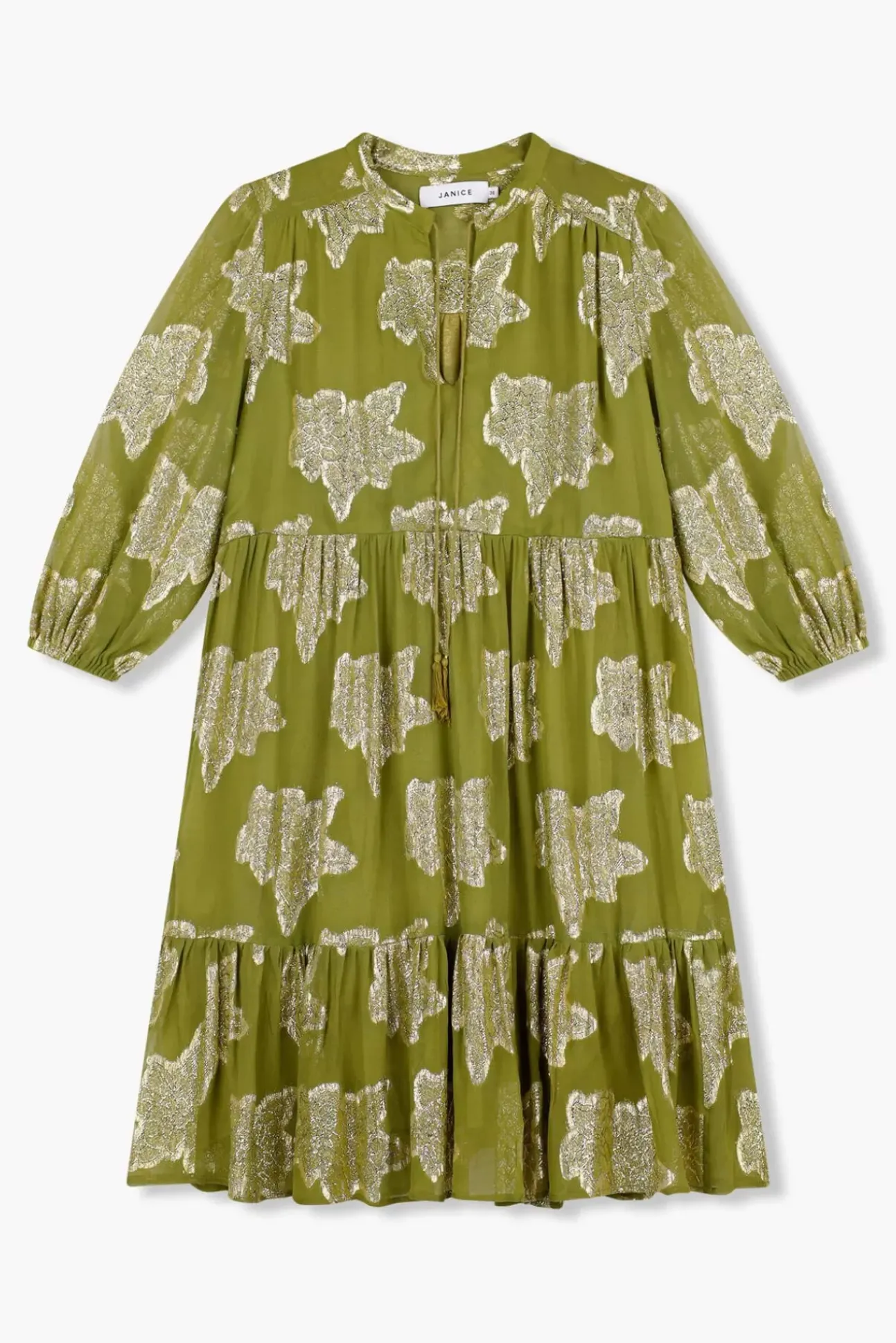 JANICE Jurken^Jurk Viscose Lurex Jimmy Groen