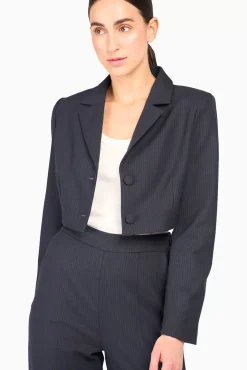 JANICE Blazers^Kort Jasje Dames Streep Watson Blauw