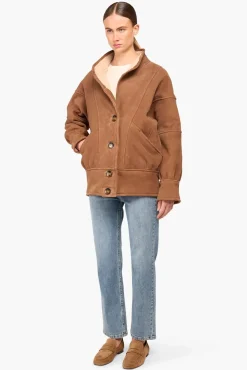 JANICE Leer^Lammy Coat Dames Seth Bruin