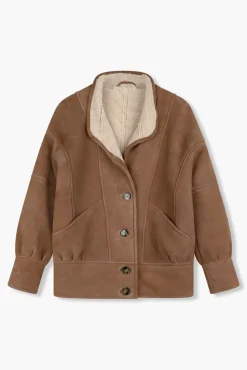 JANICE Leer^Lammy Coat Dames Seth Bruin