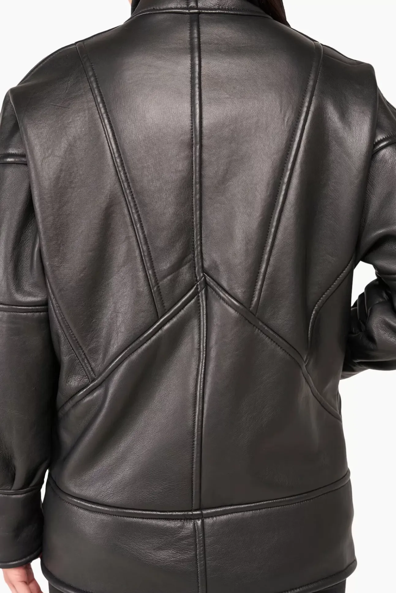 JANICE Leer^Lammy Coat Dames Seth Zwart