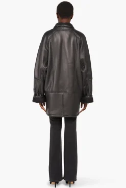 JANICE Leer^Lammy Coat Dames Zwart Raf