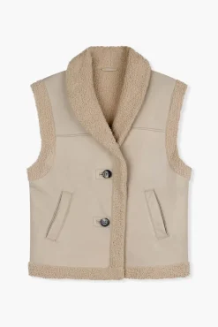 JANICE Leer^Lammy Vest Dames Justin Off White