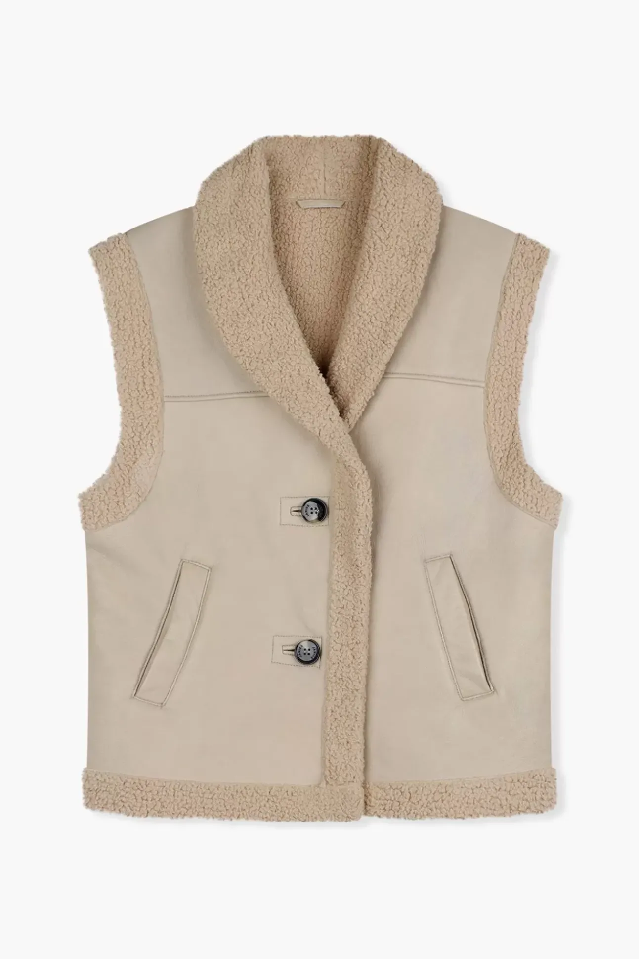 JANICE Leer^Lammy Vest Dames Justin Off White