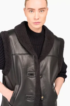 JANICE Leer^Lammy Vest Dames Justin Zwart