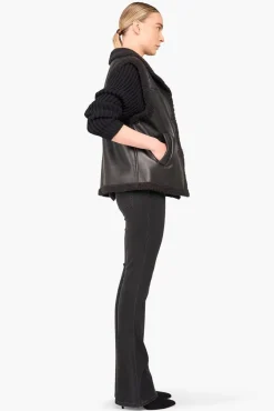 JANICE Leer^Lammy Vest Dames Justin Zwart