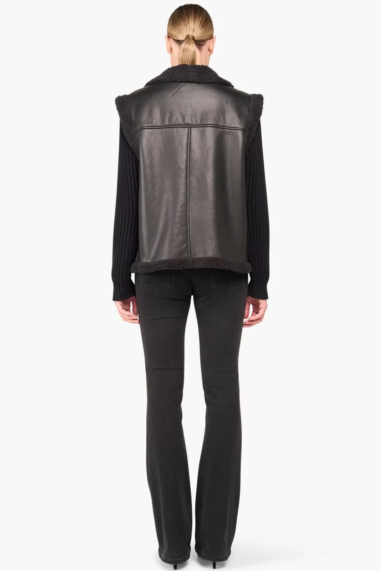 JANICE Leer^Lammy Vest Dames Justin Zwart