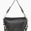 JANICE Tassen^Leren Schoudertas Dames Skylar Zwart Zilver