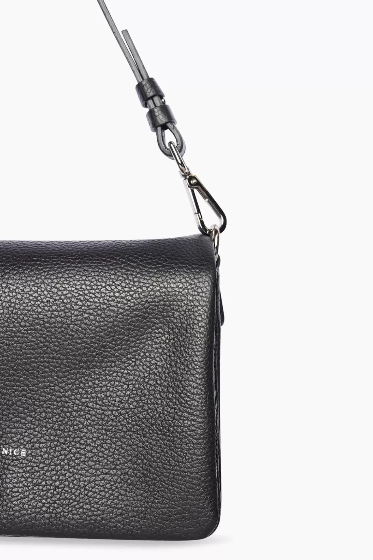 JANICE Tassen^Leren Schoudertas Dames Skylar Zwart Zilver