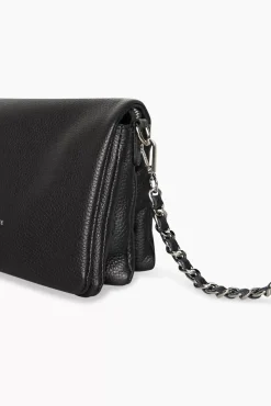 JANICE Tassen^Leren Schoudertas Dames Skylar Zwart Zilver