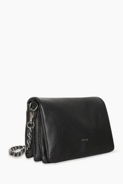 JANICE Tassen^Leren Schoudertas Dames Skylar Zwart Zilver
