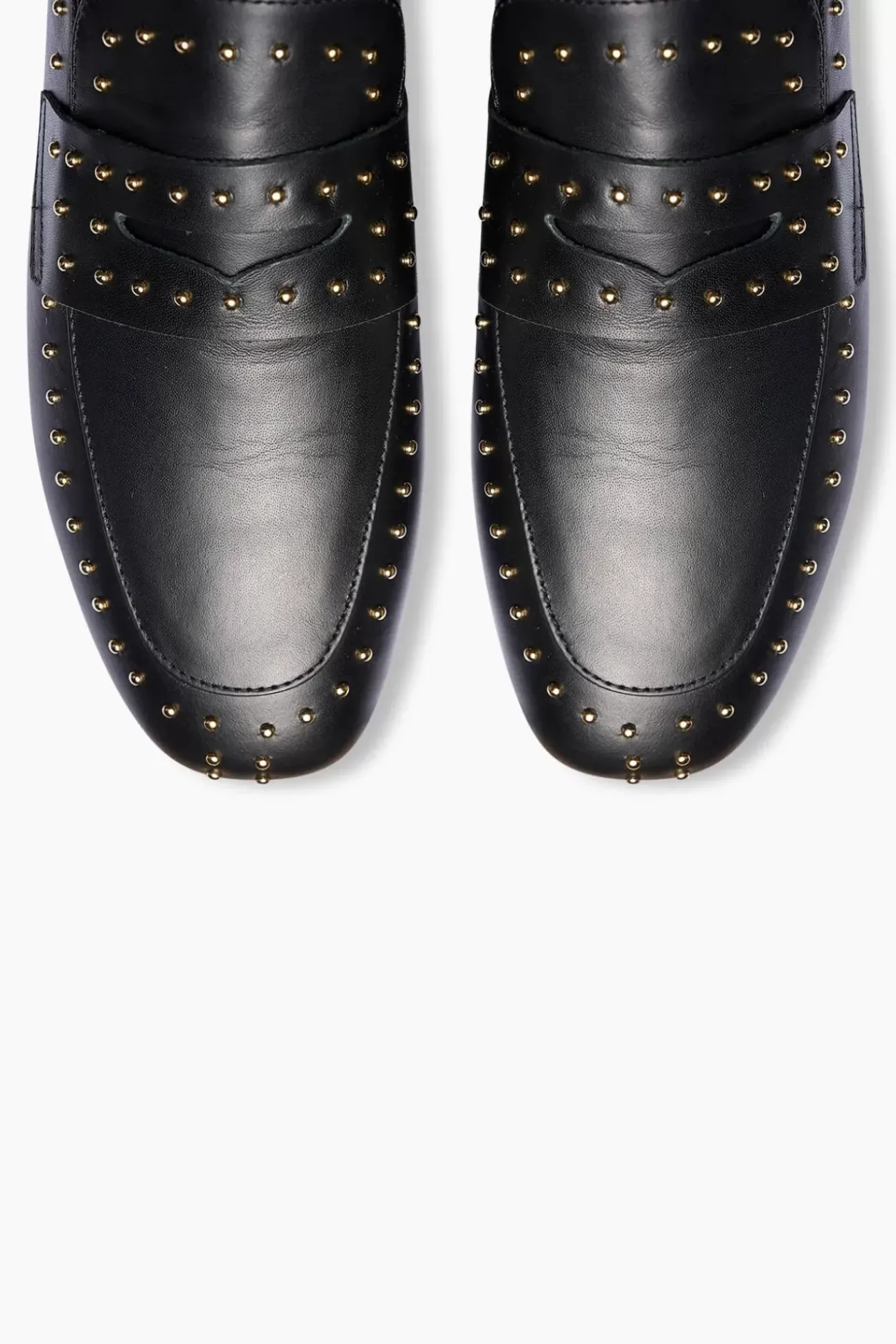 JANICE Loafers^Loafer Dames Leer Zwart Burt Studs Gold