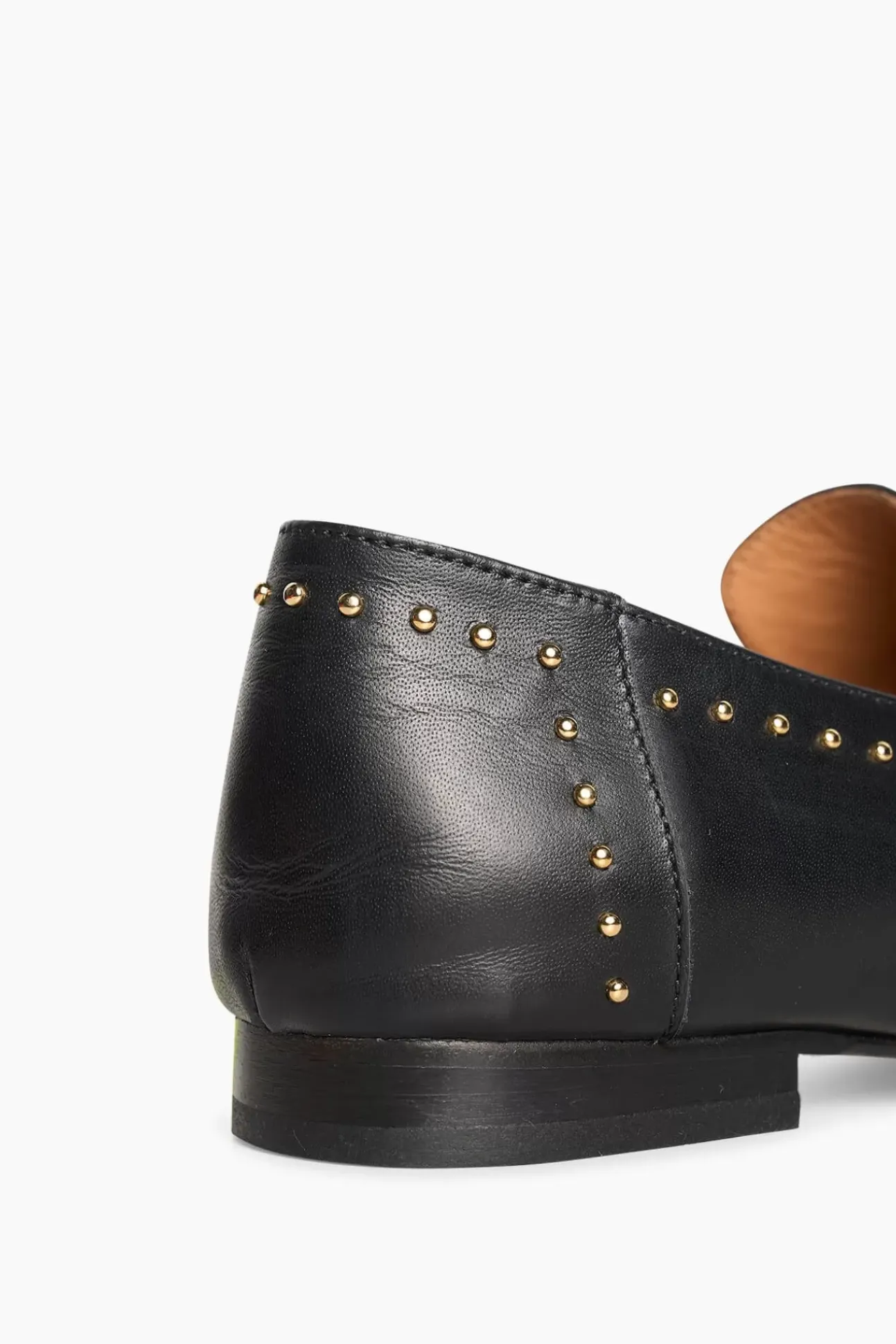 JANICE Loafers^Loafer Dames Leer Zwart Burt Studs Gold
