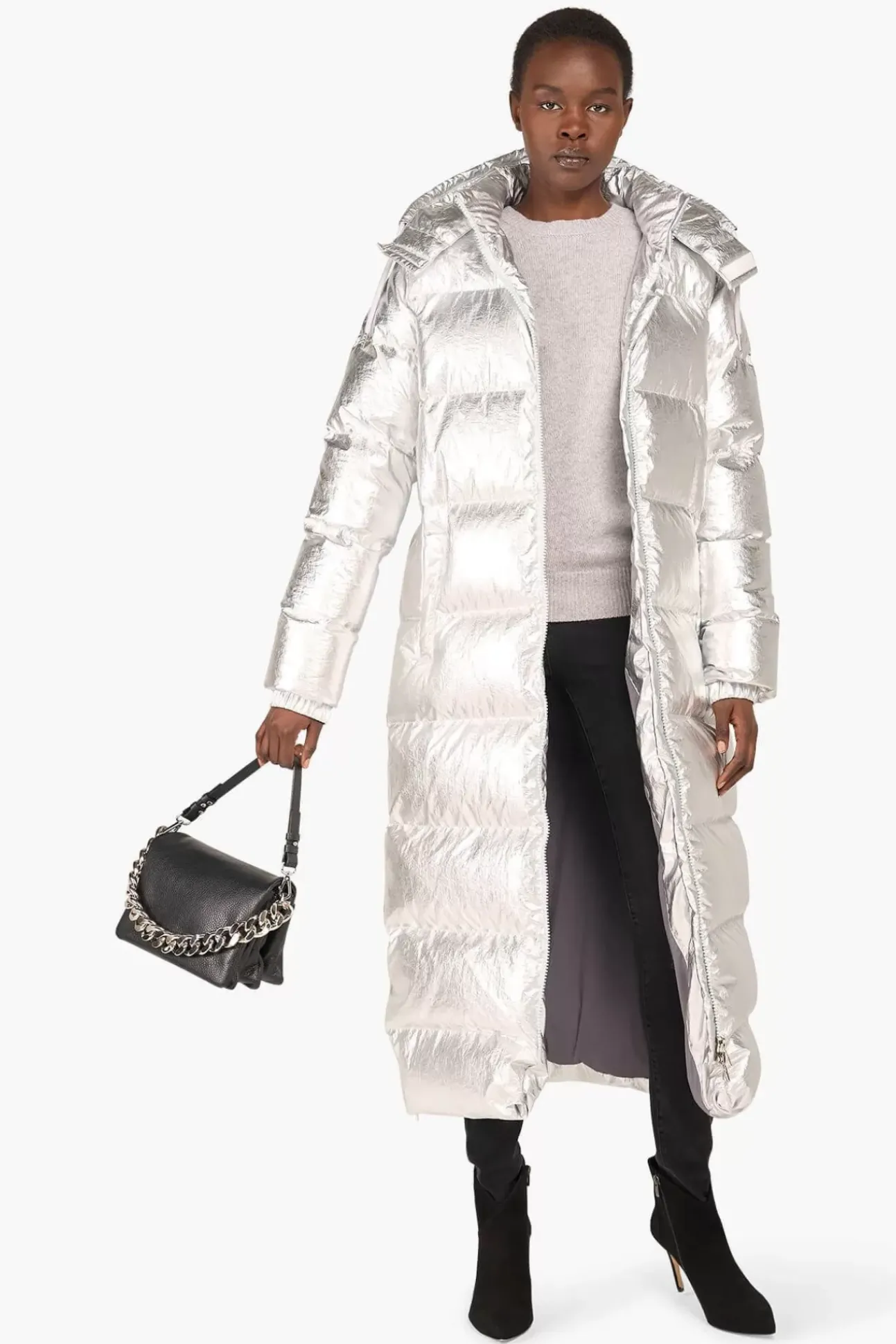 JANICE Jassen^Puffer Jas Dames Lang Derrick Silver