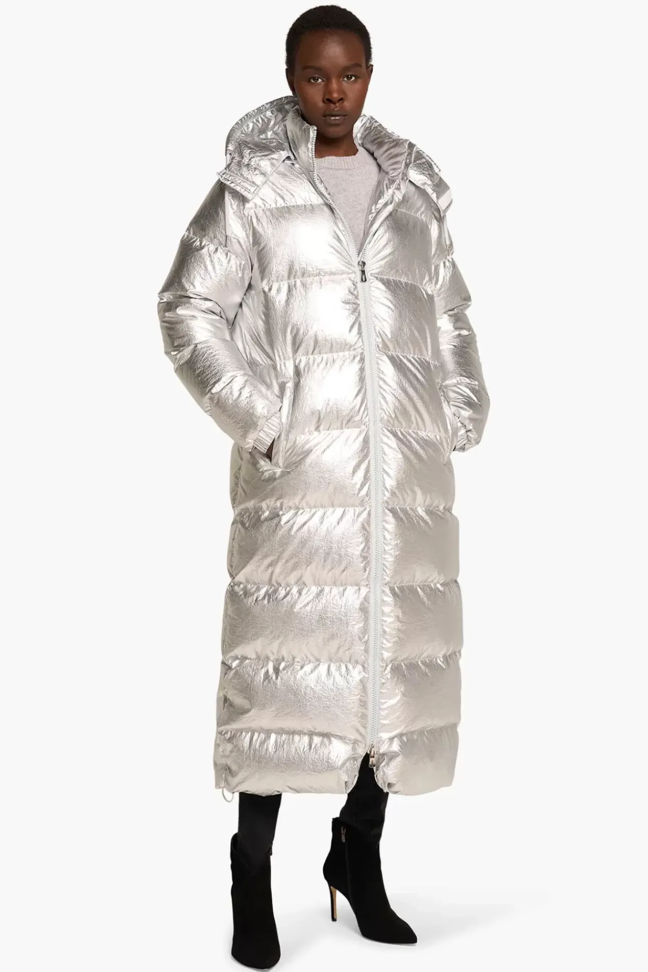 JANICE Jassen^Puffer Jas Dames Lang Derrick Silver