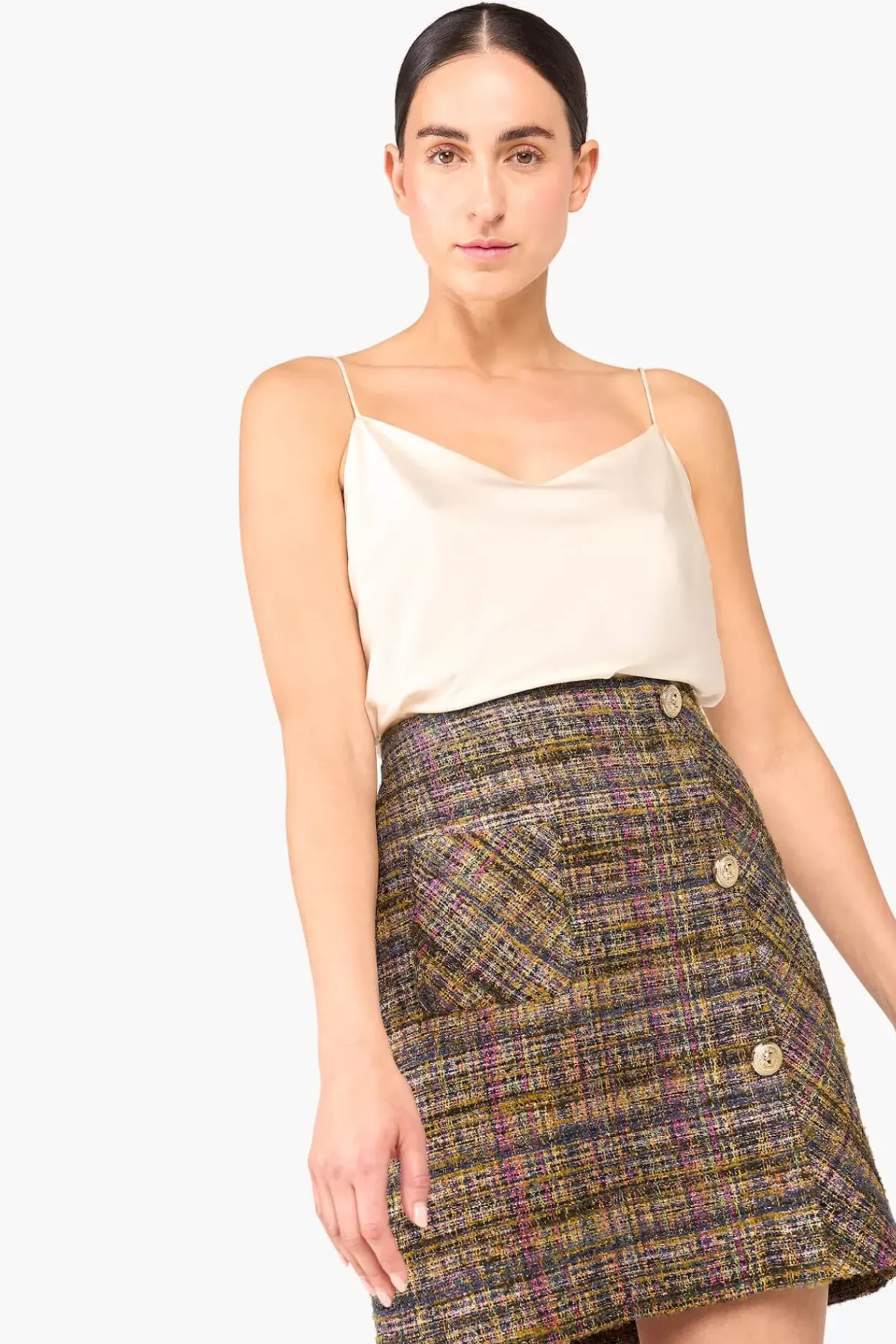 JANICE Rokken^Rok Tweed Lurex Dwight Groen