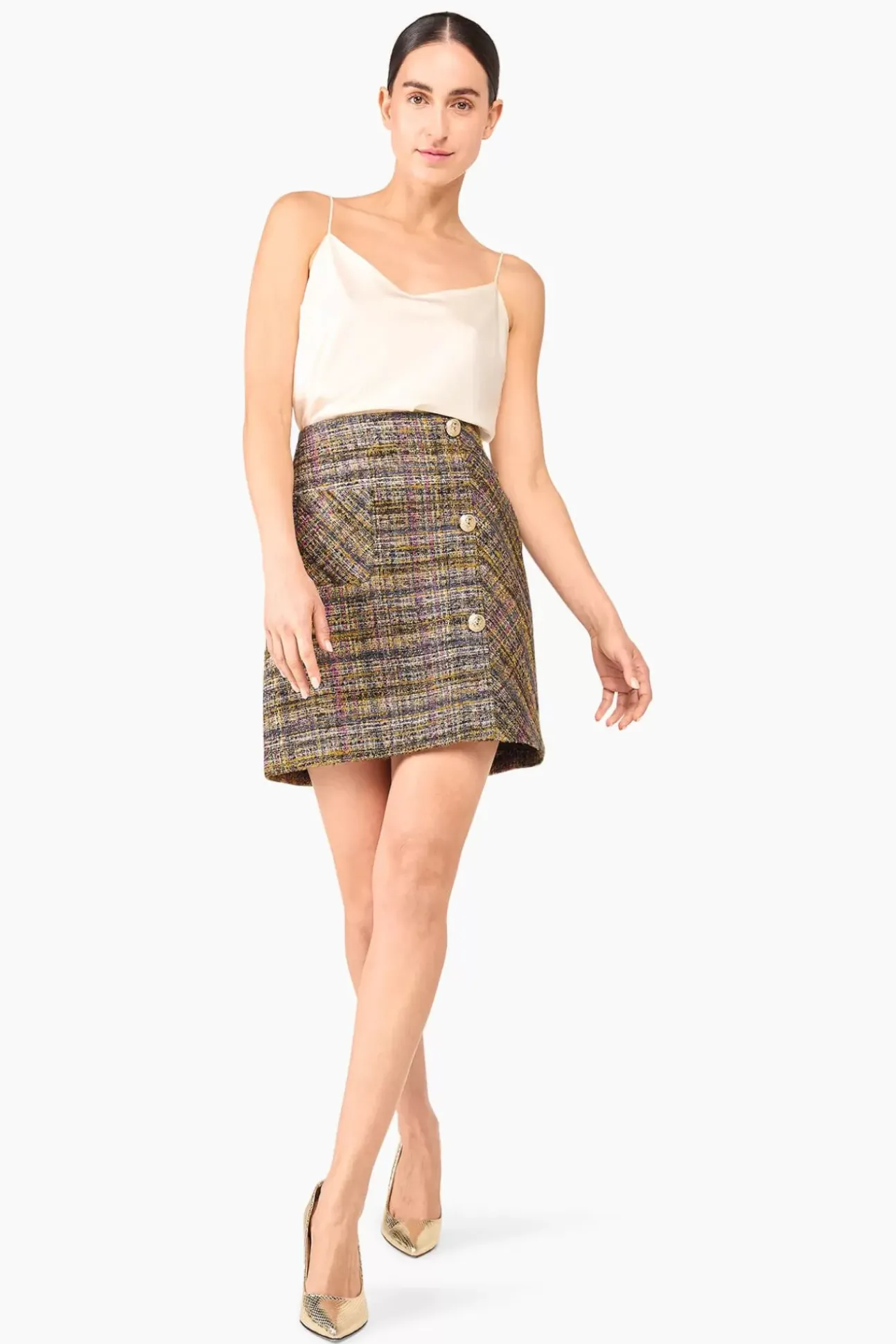 JANICE Rokken^Rok Tweed Lurex Dwight Groen