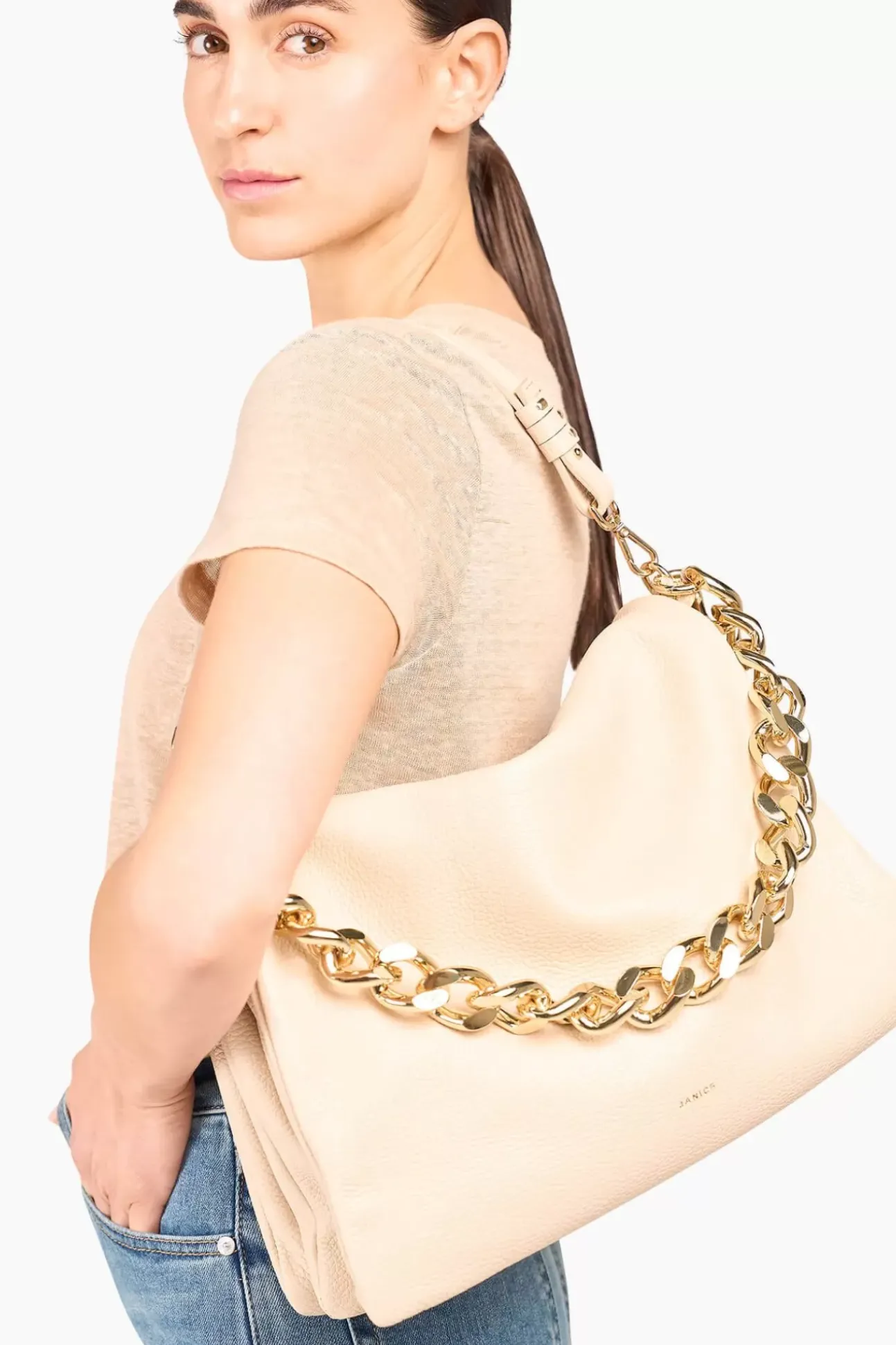JANICE Tassen^Schoudertas Leer Carter Off White
