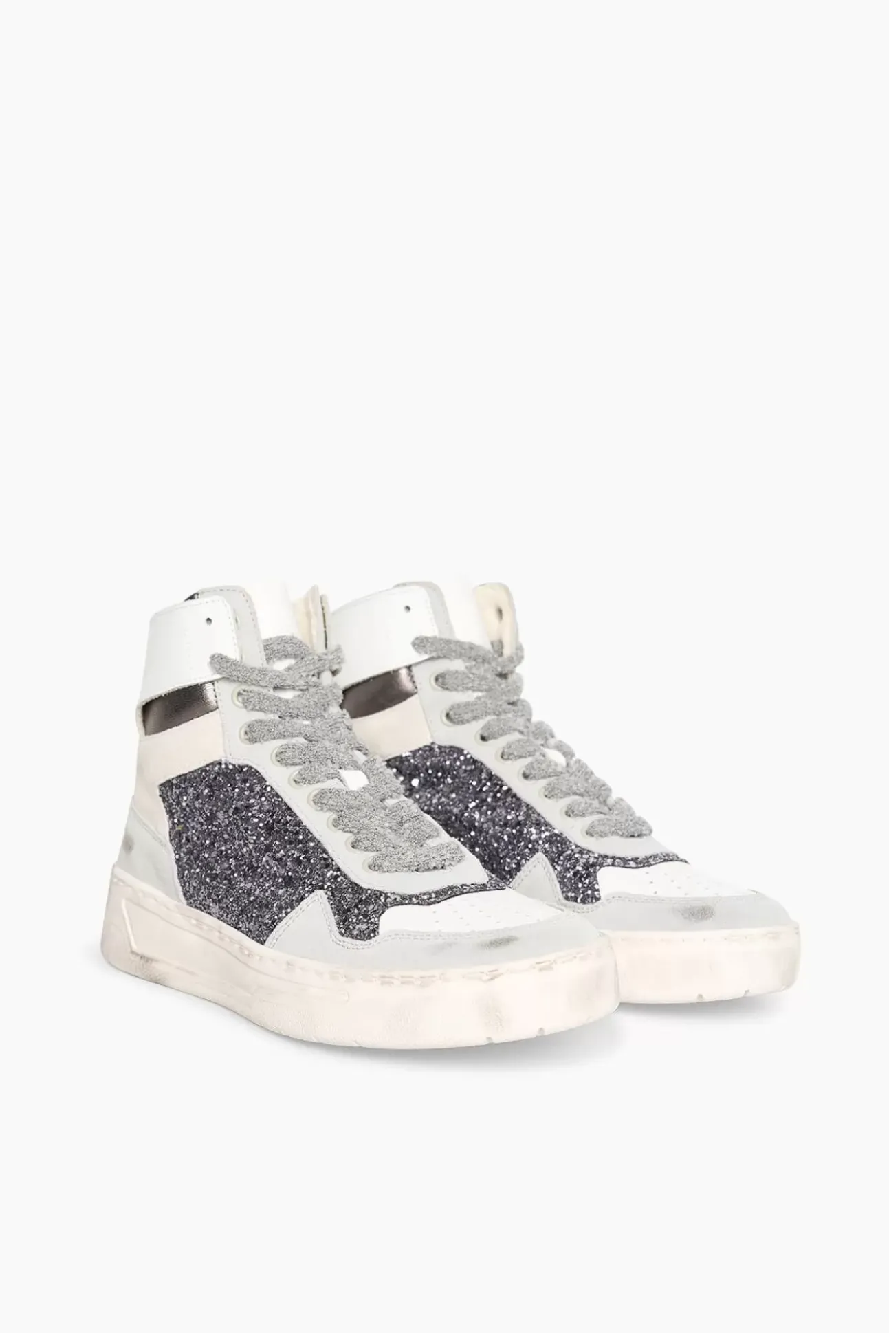 JANICE Sneakers^Sneakers Dames Duncan Hightop Gun Metal Glitters