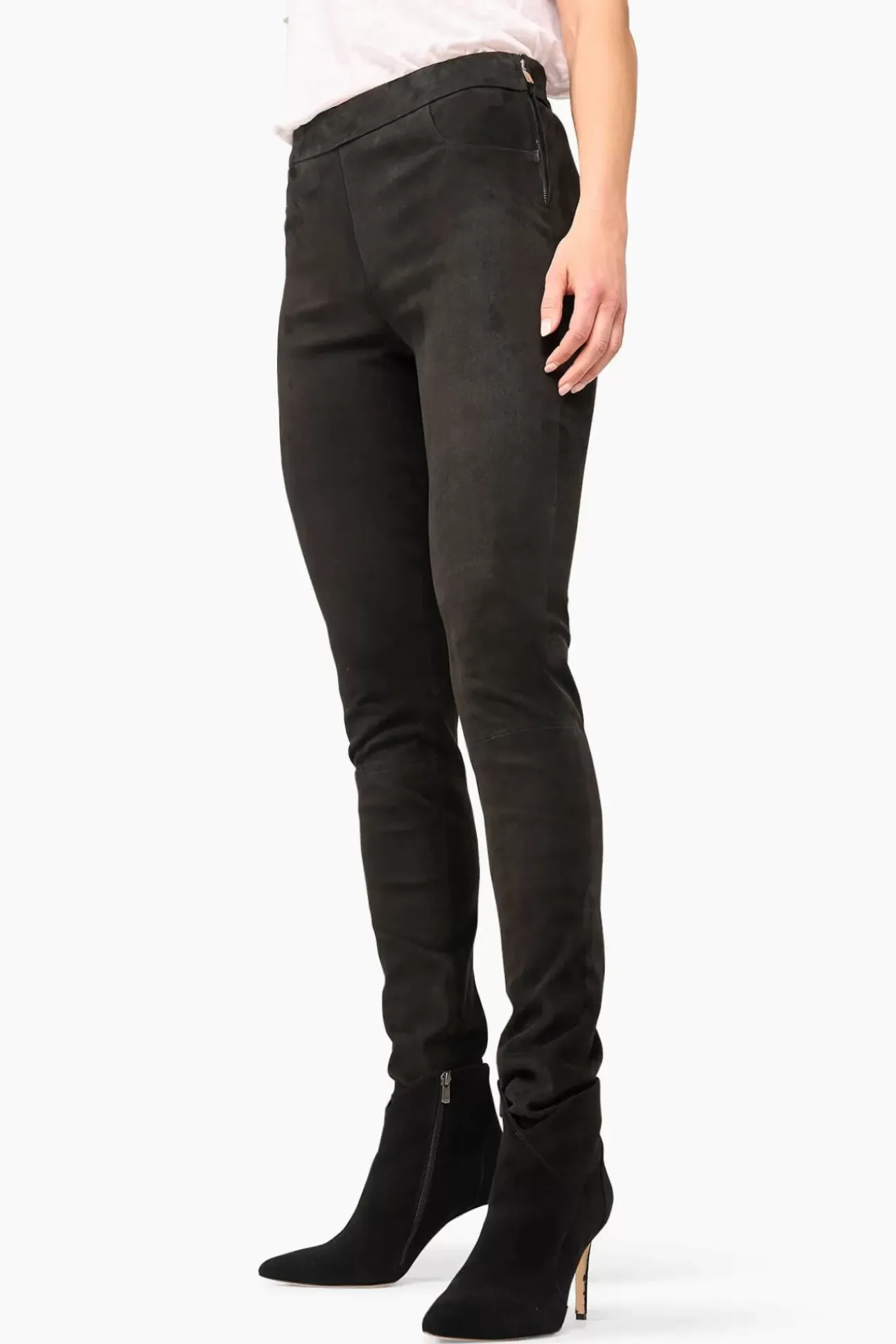 JANICE Leer^Suede Broek Dames Douglas Zwart