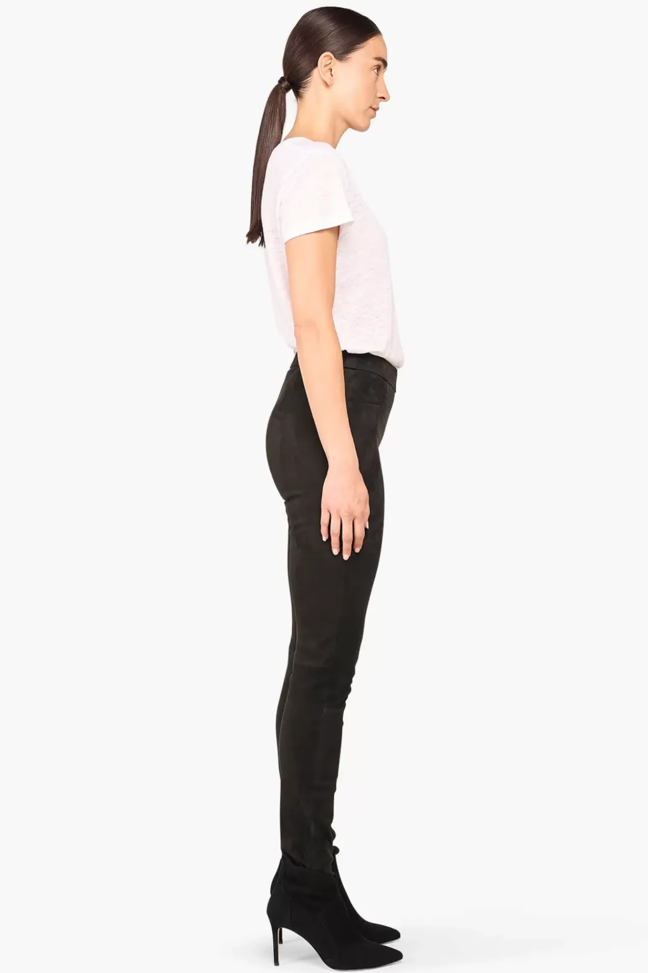 JANICE Leer^Suede Broek Dames Douglas Zwart