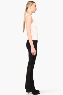 JANICE Leer^Suede Flared Dames Broek Arlo Zwart