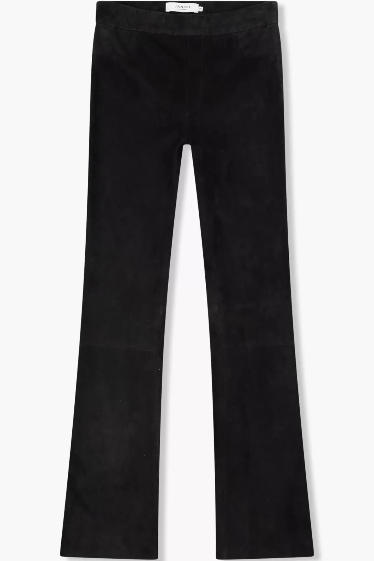 JANICE Leer^Suede Flared Dames Broek Arlo Zwart