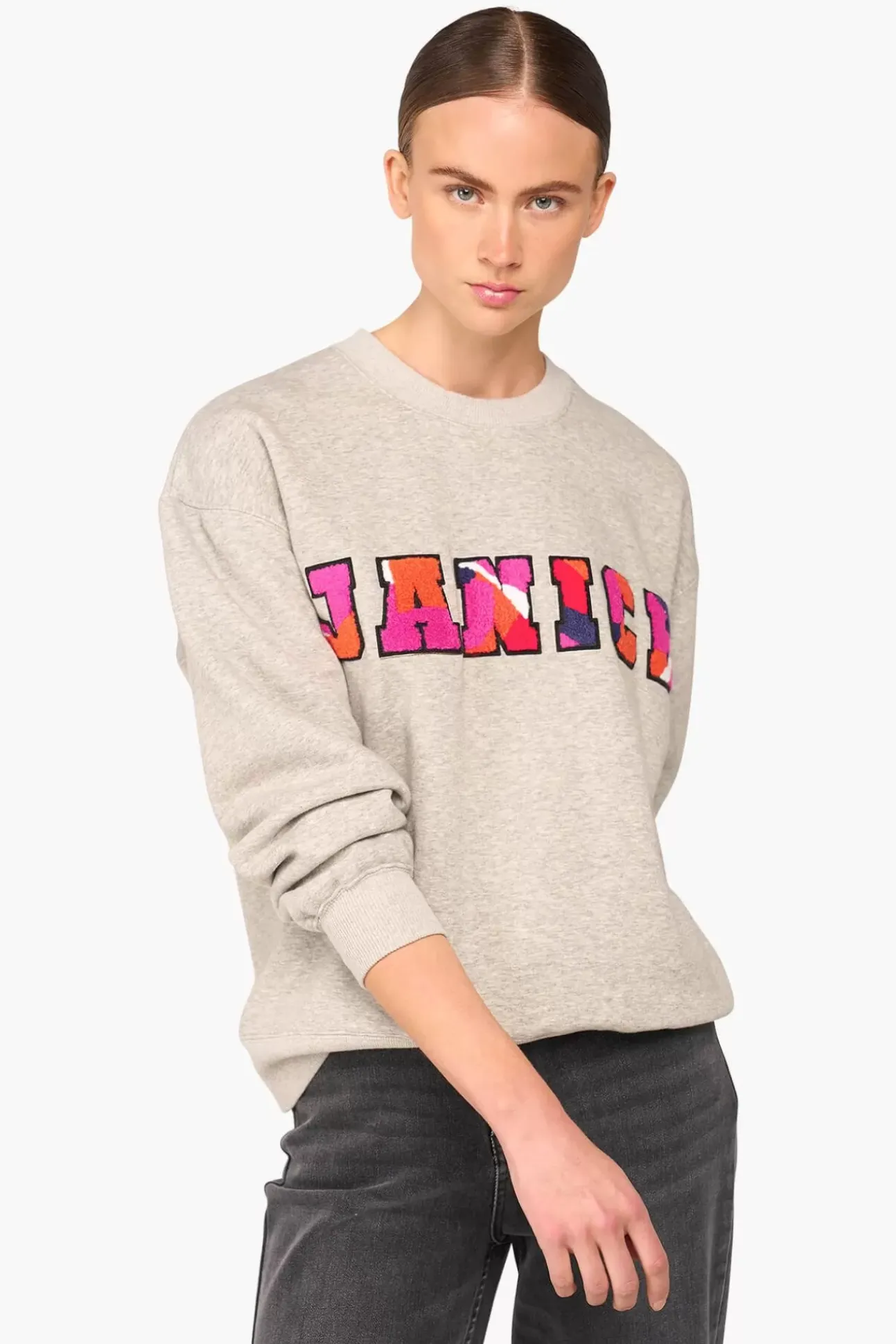 JANICE Sweaters & Truien^Sweater Dames Andy Logo Grijs
