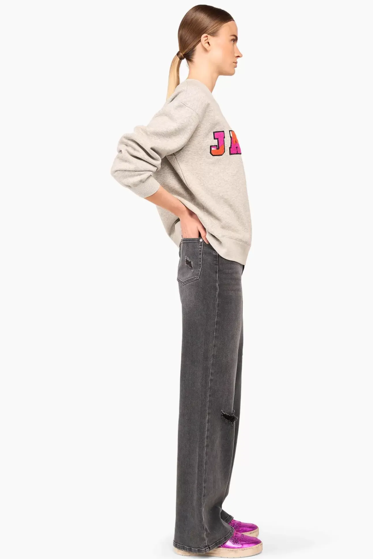 JANICE Sweaters & Truien^Sweater Dames Andy Logo Grijs