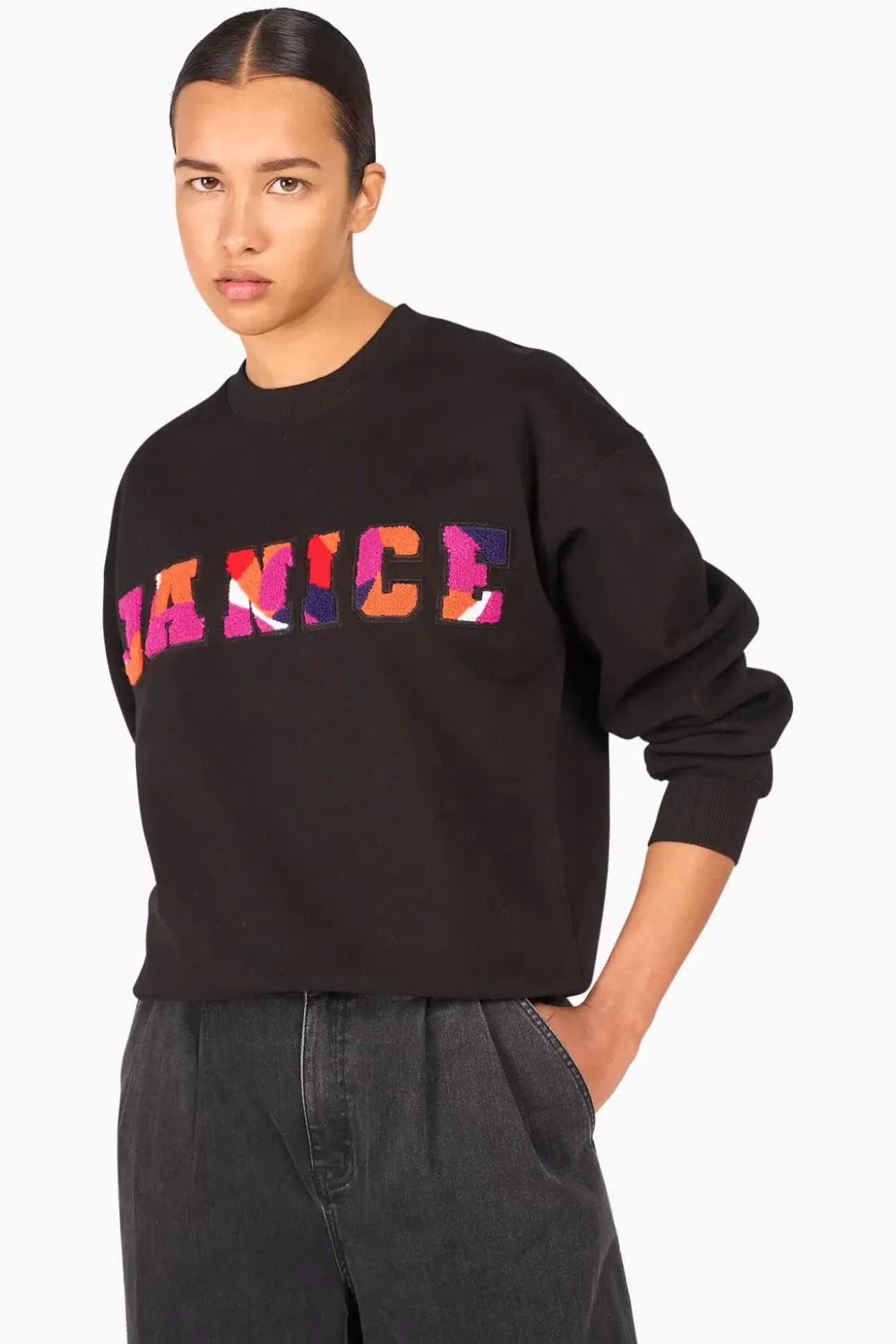 JANICE Sweaters & Truien^Sweater Dames Andy Logo Zwart