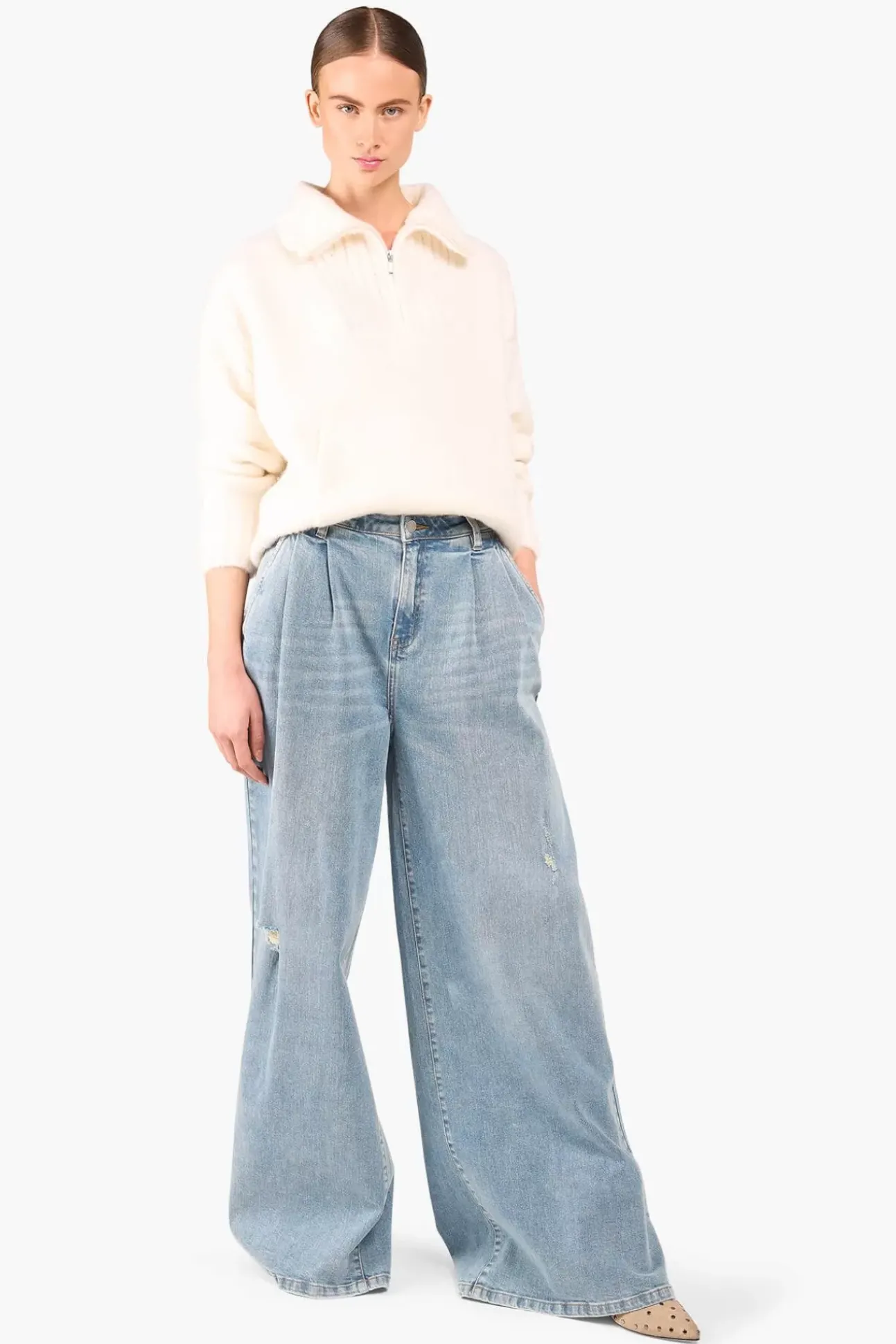 JANICE Sweaters & Truien^Trui Dames Merino Wol Abel Off White