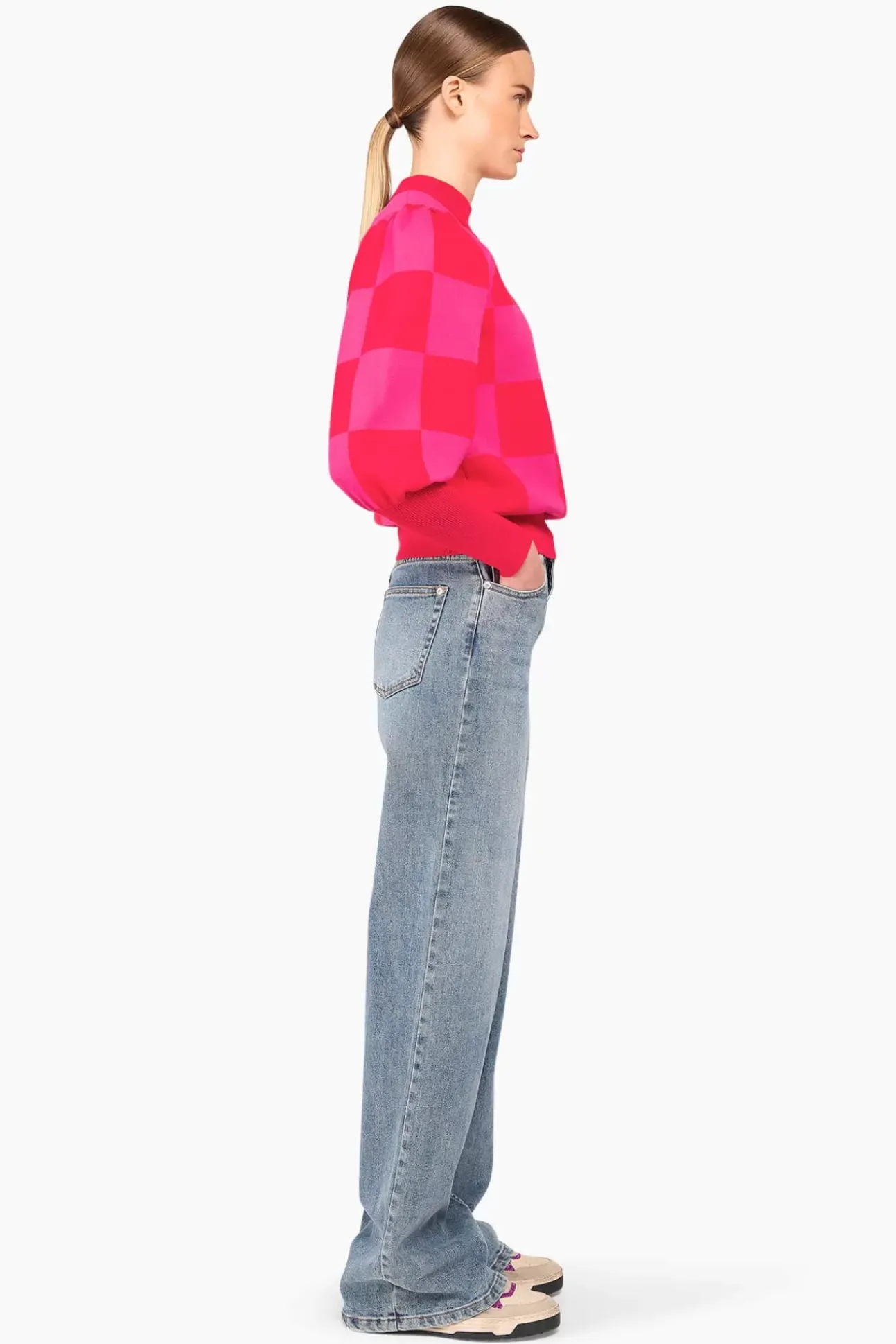 JANICE Sweaters & Truien^Trui Gebreid Pof Mouw Jay Ruiten