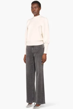 JANICE Sweaters & Truien^Trui Gebreid Pof Mouw Jay Wit