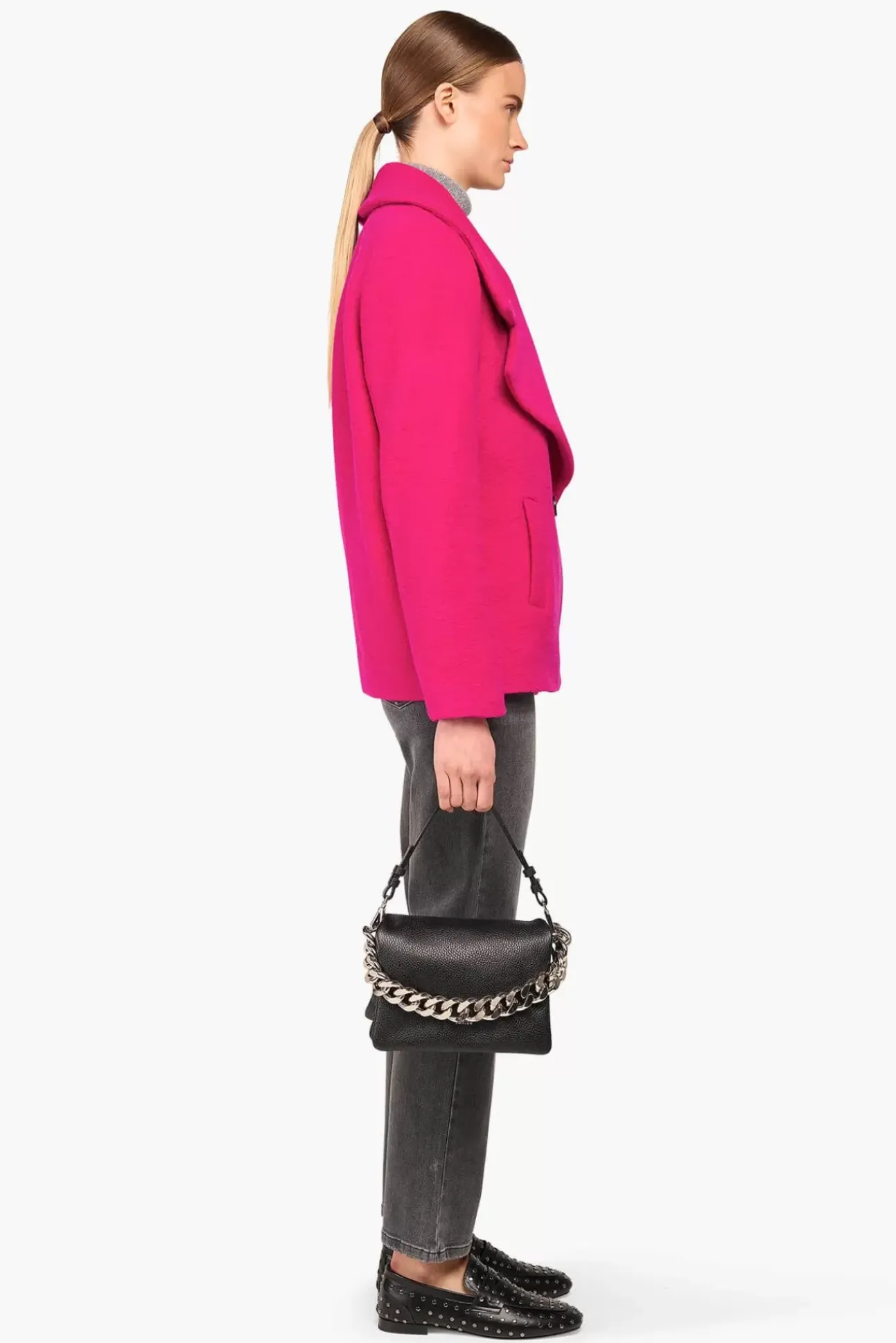 JANICE Jassen^Wollen Jas Dames Kort Gus Roze
