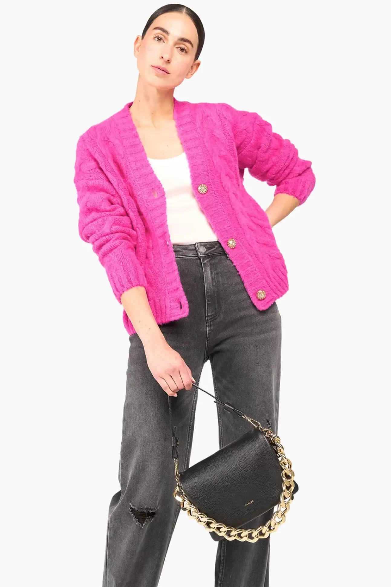 JANICE Vesten^Wollen Vest Dames Brooklyn Roze
