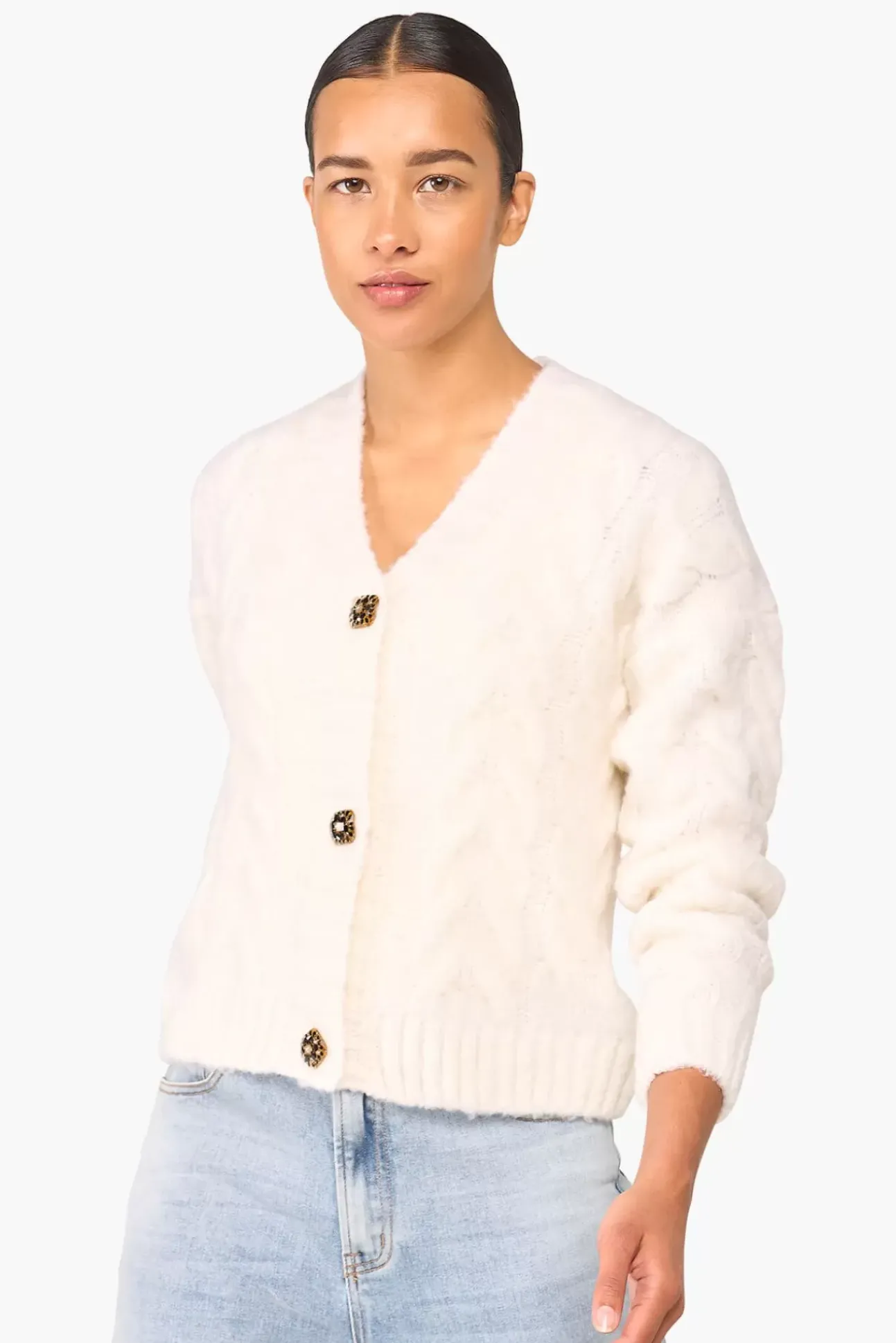 JANICE Vesten^Wollen Vest Gebreid Brooklyn Off White