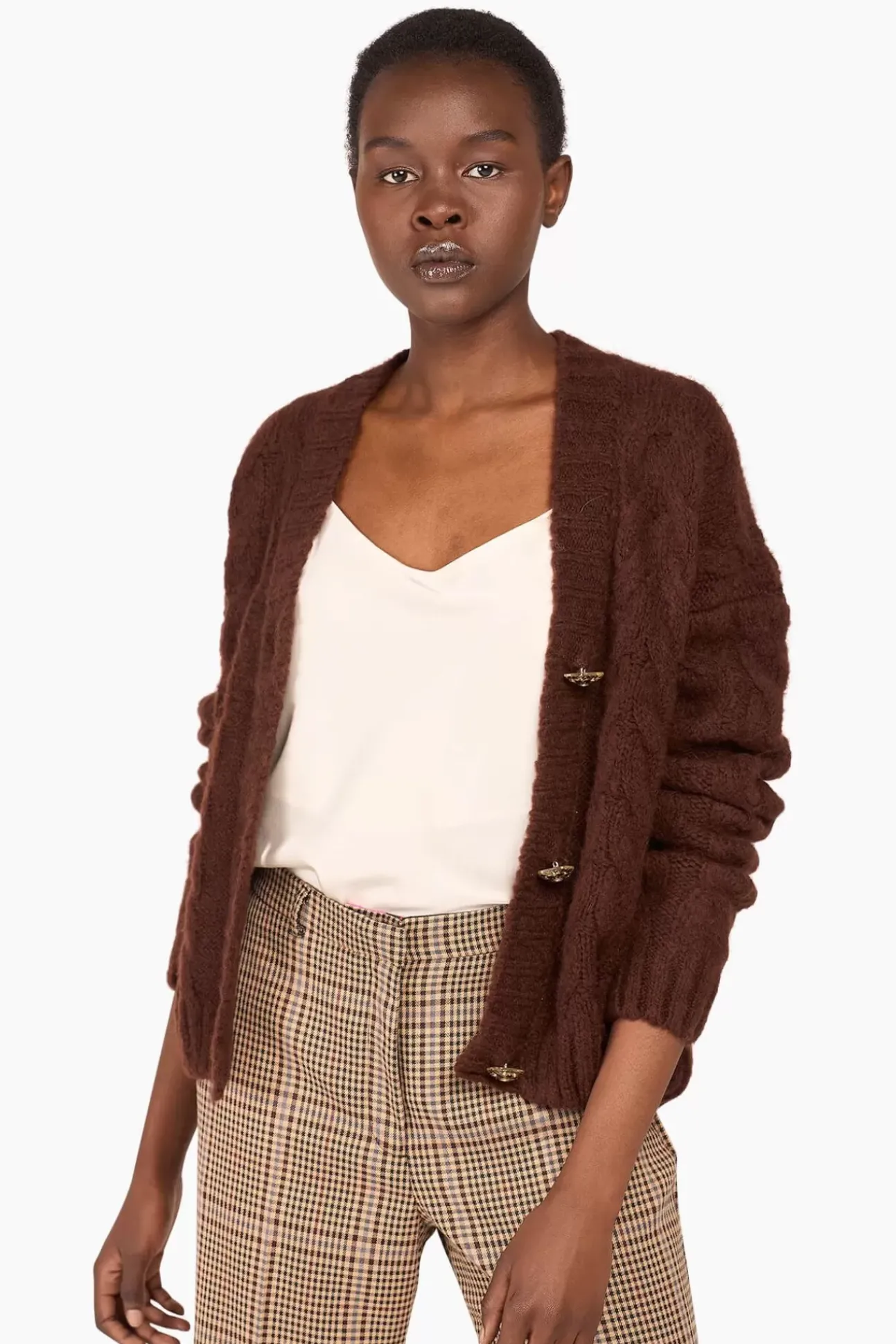 JANICE Sweaters & Truien^Wollen Vest Gebreid Brooklyn Bruin