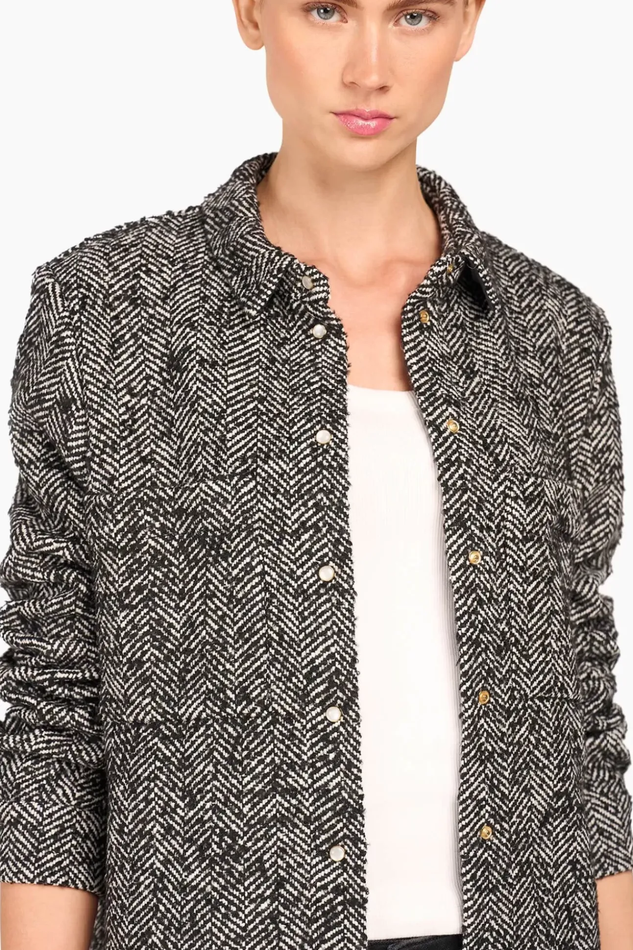 JANICE Blouses^Wollen Visgraat Blouse Dames Shane Zwart