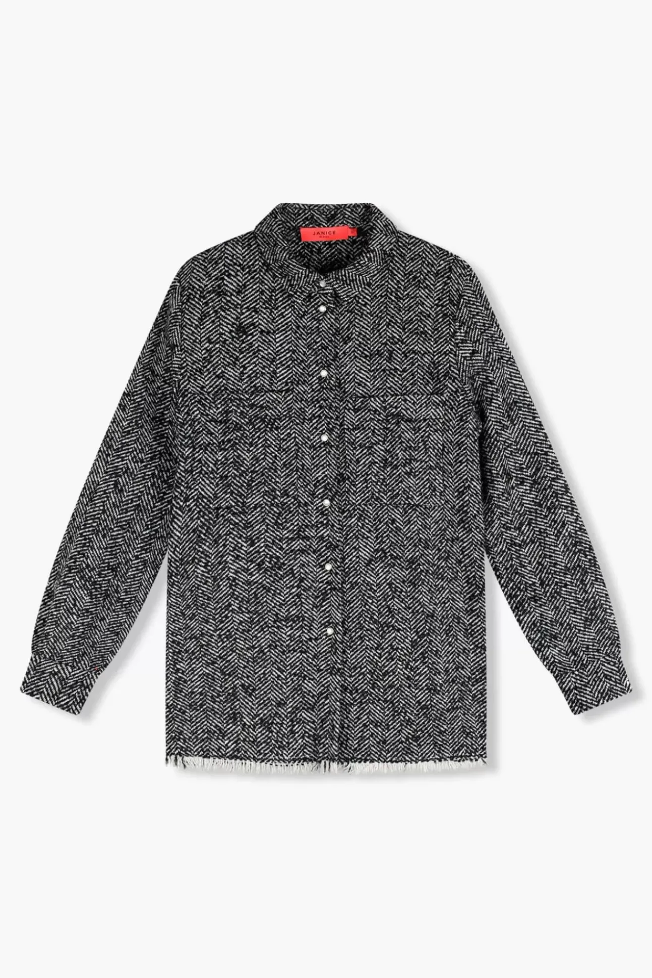 JANICE Blouses^Wollen Visgraat Blouse Dames Shane Zwart