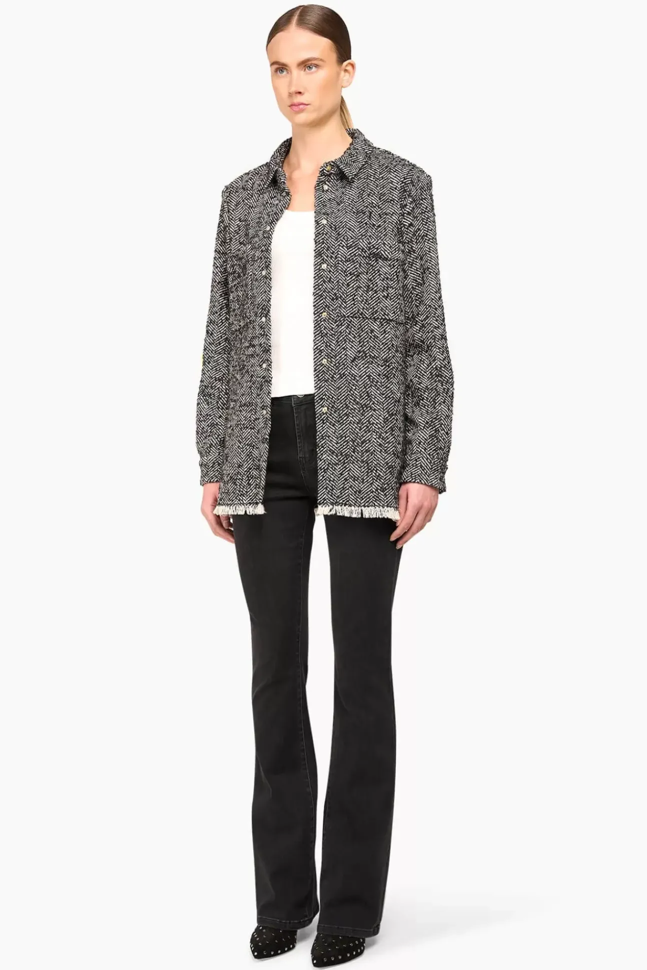 JANICE Blouses^Wollen Visgraat Blouse Dames Shane Zwart