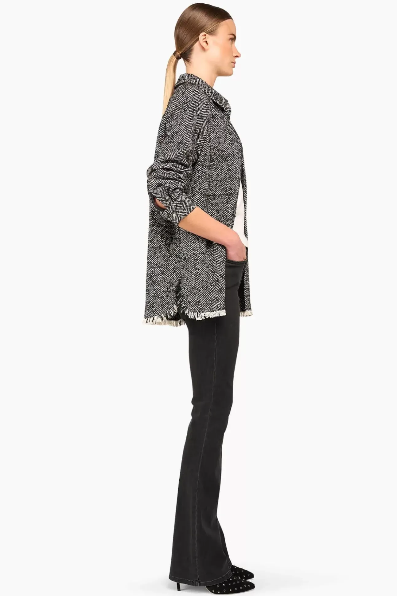 JANICE Blouses^Wollen Visgraat Blouse Dames Shane Zwart