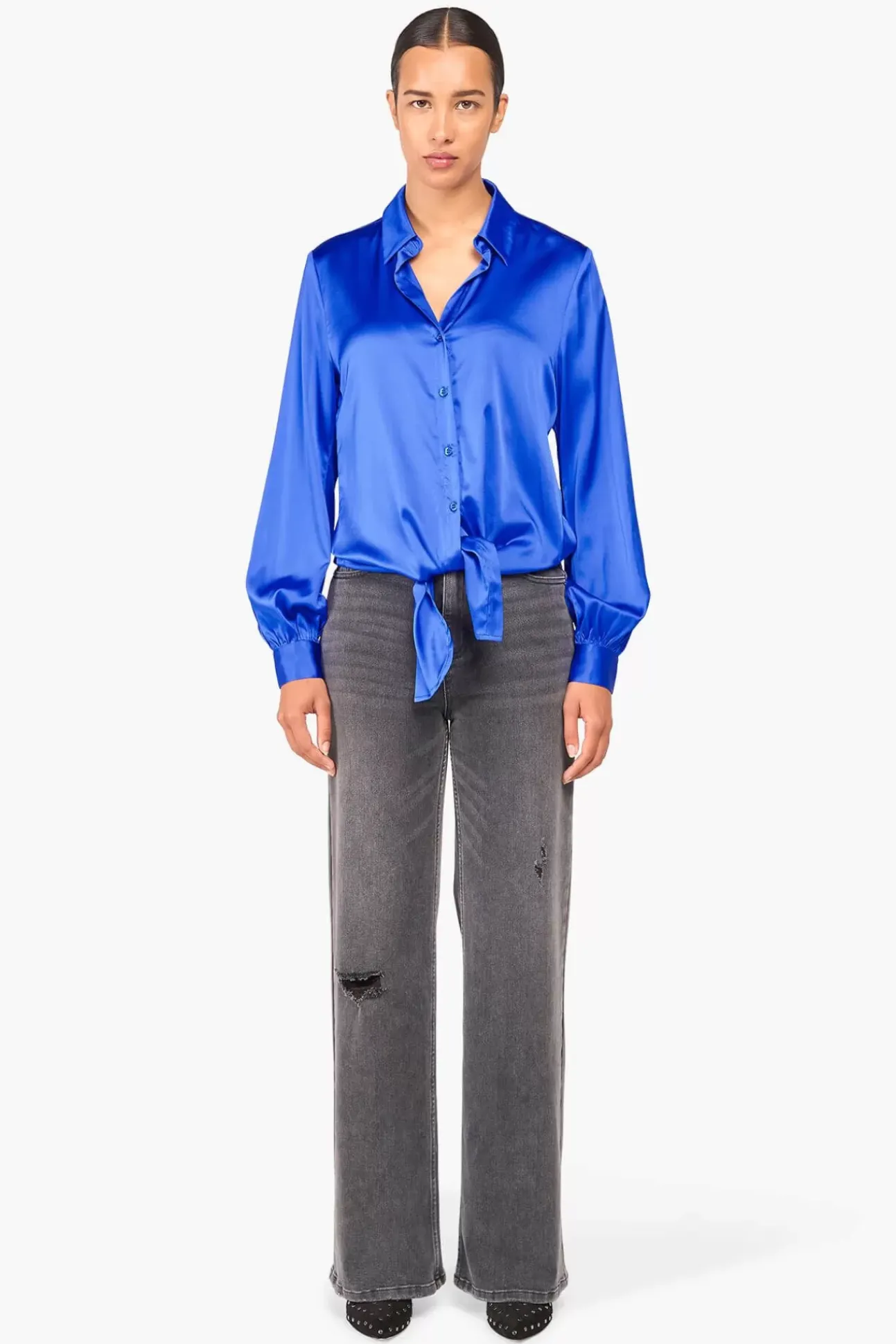 JANICE Blouses^Zijden Blouse Dames Bobby Blauw