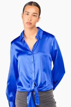 JANICE Blouses^Zijden Blouse Dames Bobby Blauw